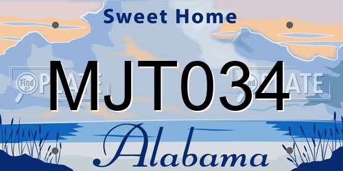 MJT034 Alabama License Plate