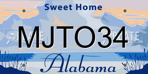 MJTO34 Alabama License Plate