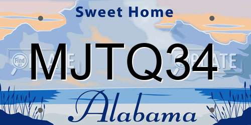 MJTQ34 Alabama License Plate