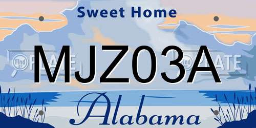 MJZ03A Alabama License Plate