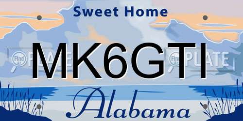 MK6GTI Alabama License Plate