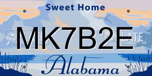 MK7B2E Alabama License Plate