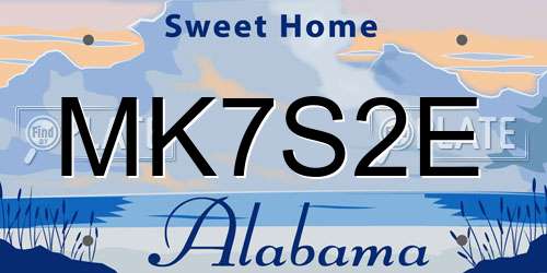 MK7S2E Alabama License Plate