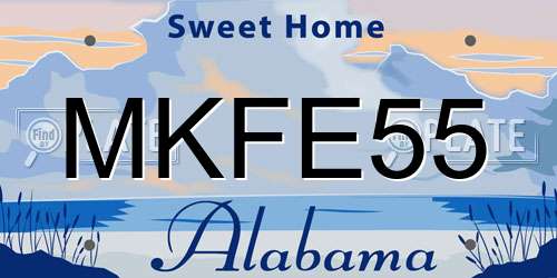 MKFE55 Alabama License Plate