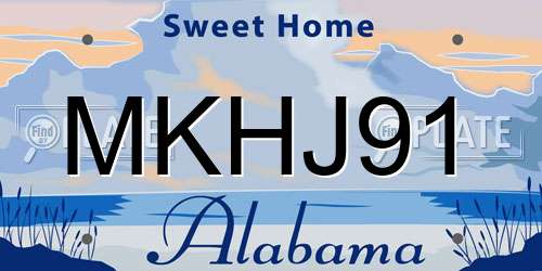 MKHJ91 Alabama License Plate