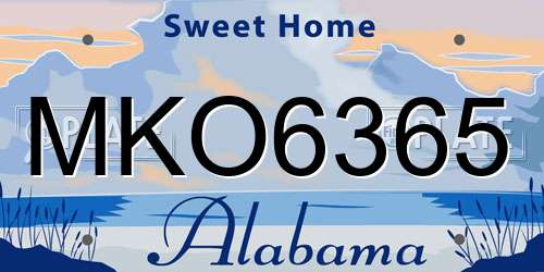 MKO6365 Alabama License Plate
