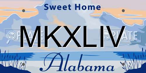 MKXLIV Alabama License Plate