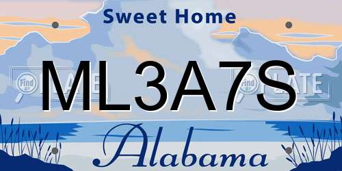 ML3A7S Alabama License Plate