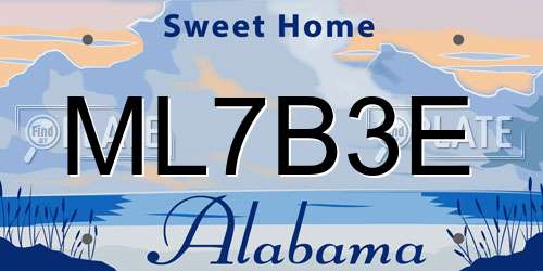 ML7B3E Alabama License Plate