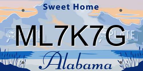 ML7K7G Alabama License Plate