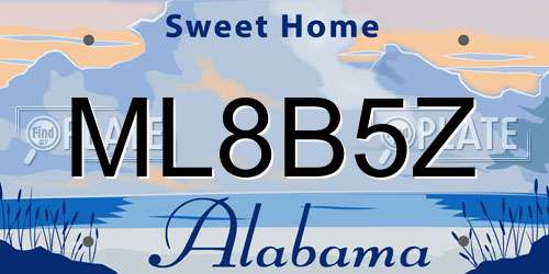ML8B5Z Alabama License Plate