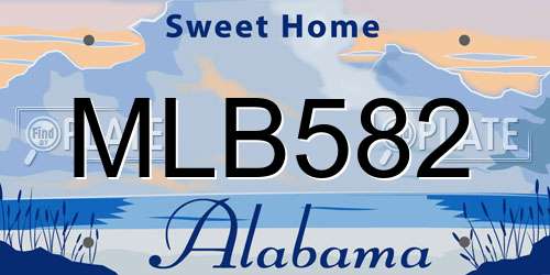 MLB582 Alabama License Plate