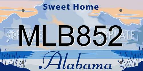 MLB852 Alabama License Plate