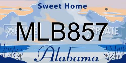 MLB857 Alabama License Plate