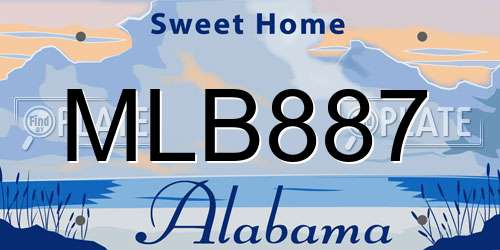 MLB887 Alabama License Plate