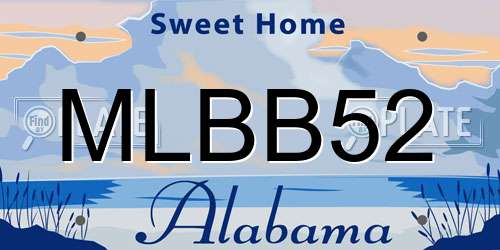 MLBB52 Alabama License Plate