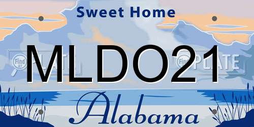 MLDO21 Alabama License Plate
