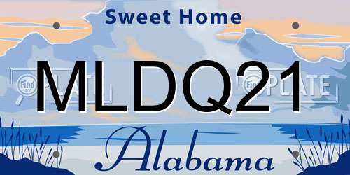 MLDQ21 Alabama License Plate