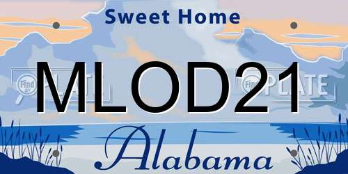 MLOD21 Alabama License Plate