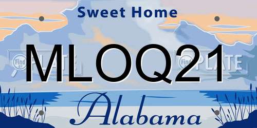 MLOQ21 Alabama License Plate