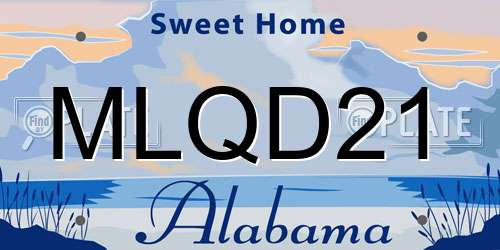 MLQD21 Alabama License Plate