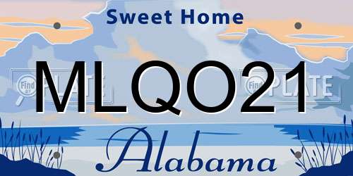MLQO21 Alabama License Plate