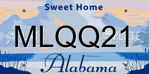 MLQQ21 Alabama License Plate