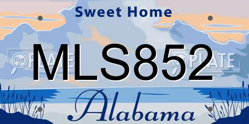 MLS852 Alabama License Plate