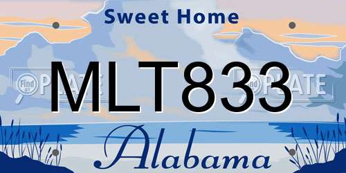 MLT833 Alabama License Plate