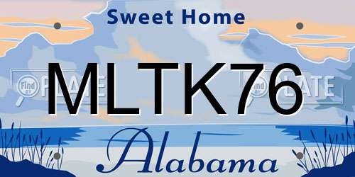 MLTK76 Alabama License Plate