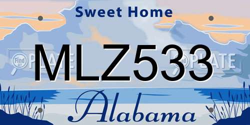MLZ533 Alabama License Plate