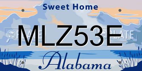 MLZ53E Alabama License Plate
