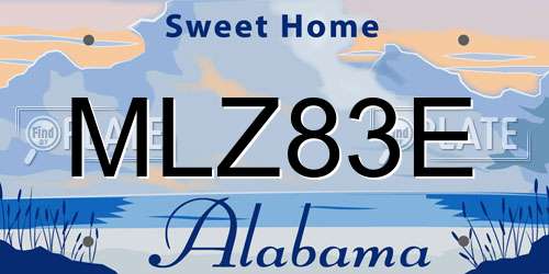 MLZ83E Alabama License Plate