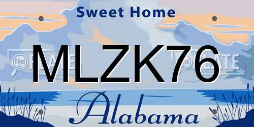 MLZK76 Alabama License Plate