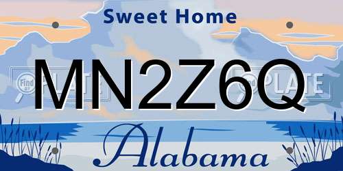 MN2Z6Q Alabama License Plate