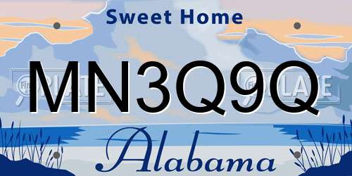 MN3Q9Q Alabama License Plate