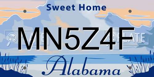 MN5Z4F Alabama License Plate