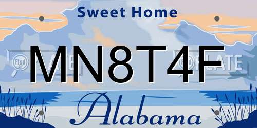 MN8T4F Alabama License Plate