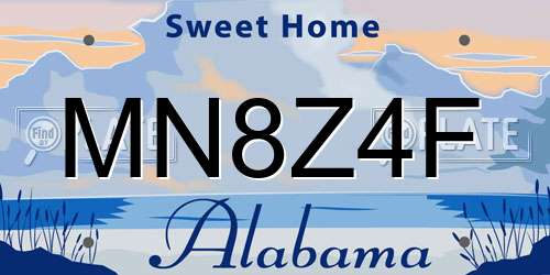 MN8Z4F Alabama License Plate