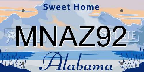 MNAZ92 Alabama License Plate