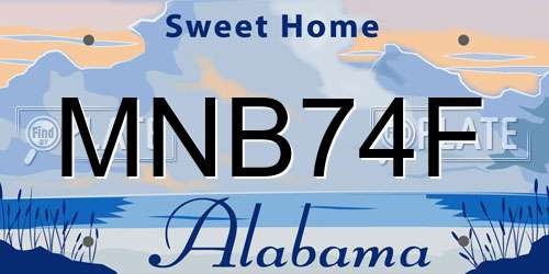 MNB74F Alabama License Plate