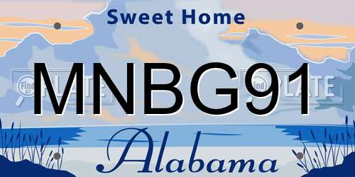 MNBG91 Alabama License Plate
