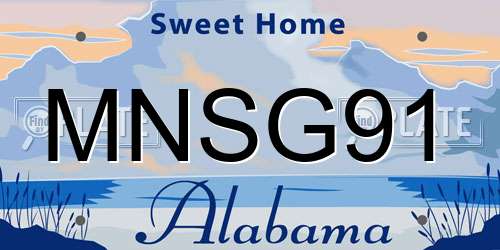 MNSG91 Alabama License Plate