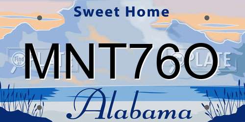 MNT76O Alabama License Plate
