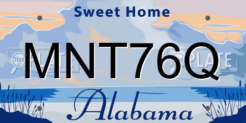 MNT76Q Alabama License Plate