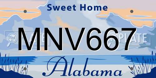 MNV667 Alabama License Plate