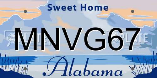 MNVG67 Alabama License Plate