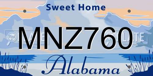 MNZ760 Alabama License Plate