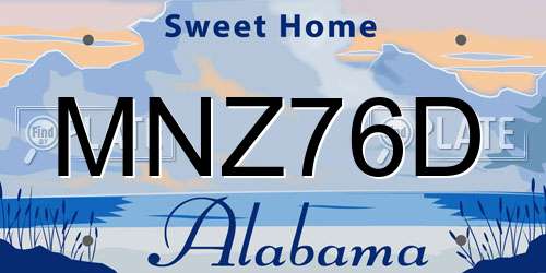 MNZ76D Alabama License Plate