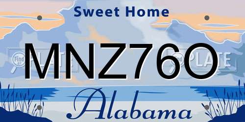 MNZ76O Alabama License Plate